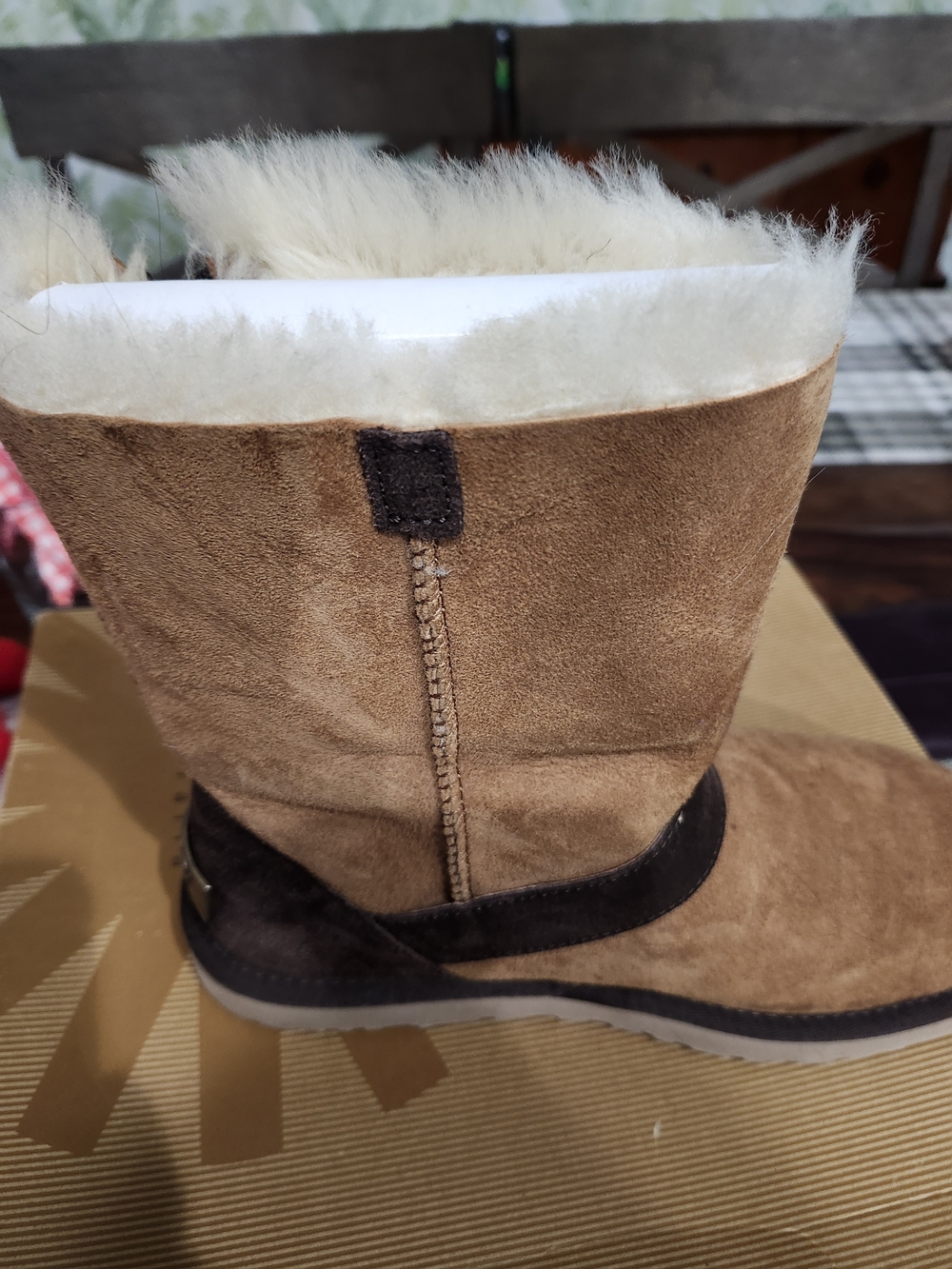 UGG Chestnut Tan Suede Shearling-Lined Short Boots